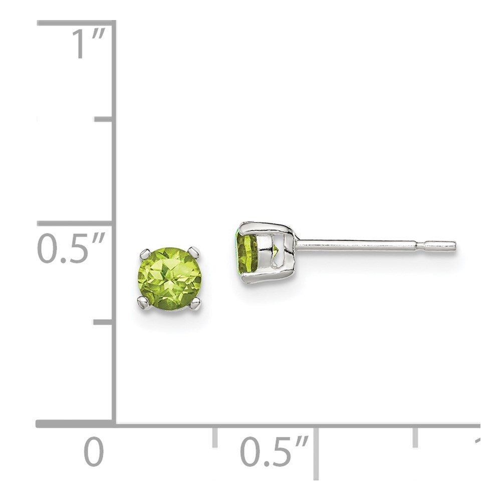 Sterling Silver Polished 4mm Round Light Green CZ Stud Earrings