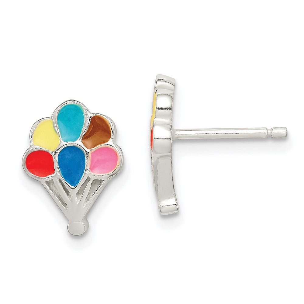 Sterling Silver Polished Enamel Balloon Childs Post Earrings