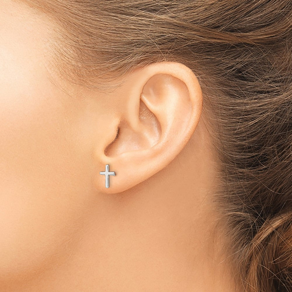 Sterling Silver Polished Latin Cross Post Earrings