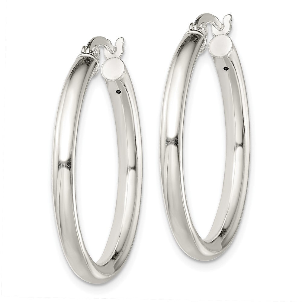 Sterling Silver Polished 3.5mm Round Hoop Earrings