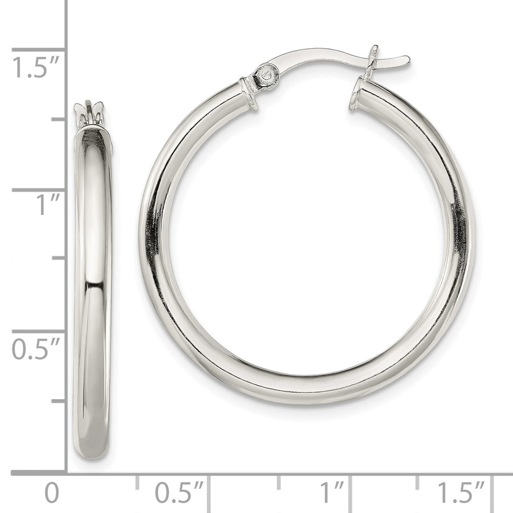 Sterling Silver Polished 3.5mm Round Hoop Earrings