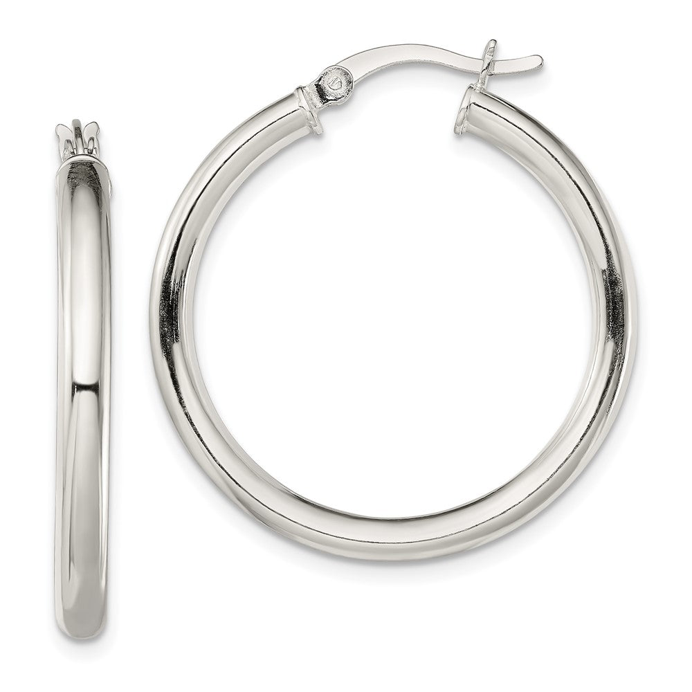 Sterling Silver Polished 3.5mm Round Hoop Earrings