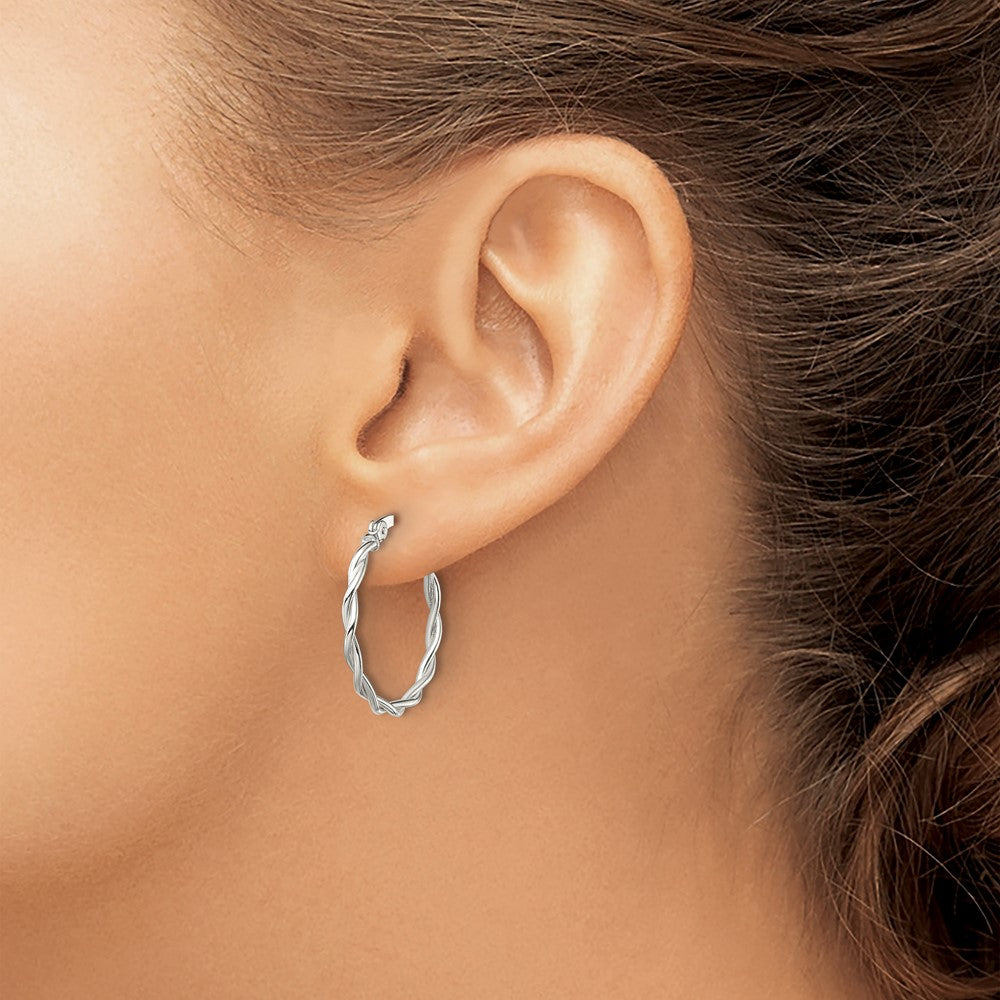 Sterling Silver Polished Braided Hoop Earrings