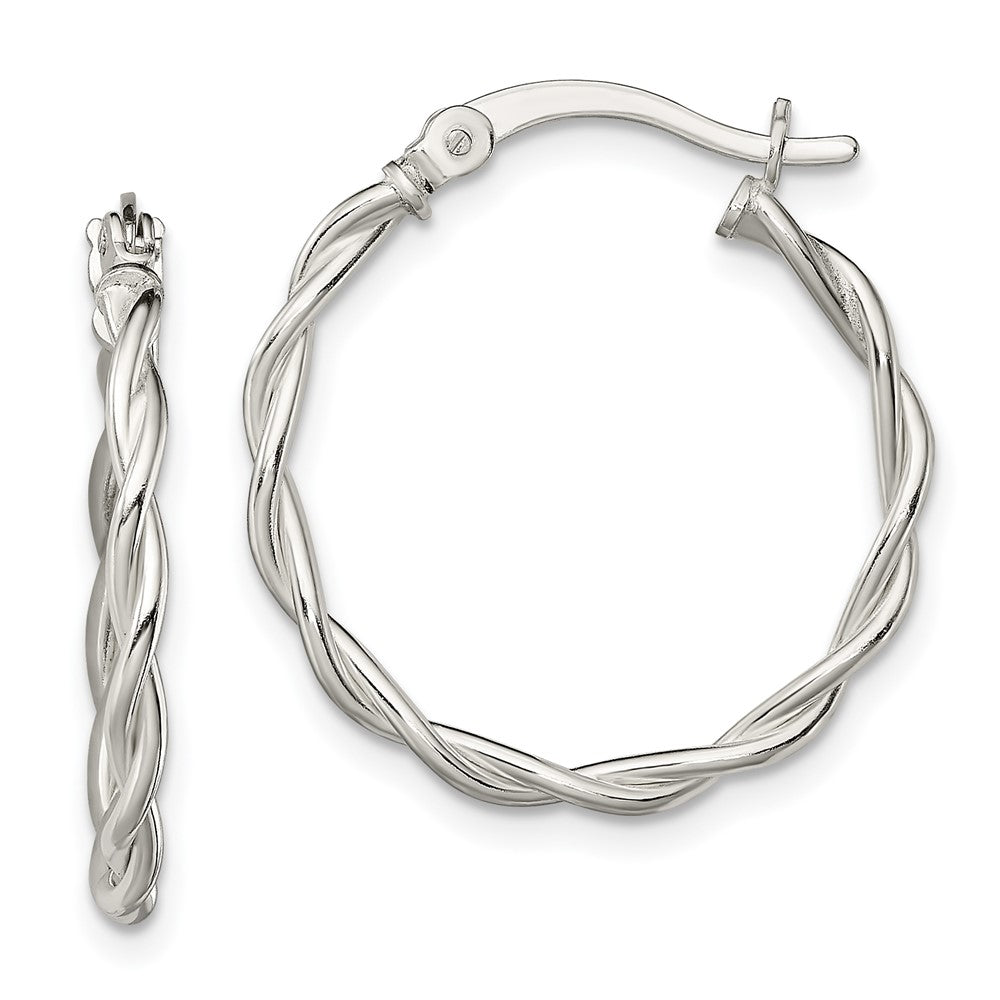 Sterling Silver Polished Braided Hoop Earrings