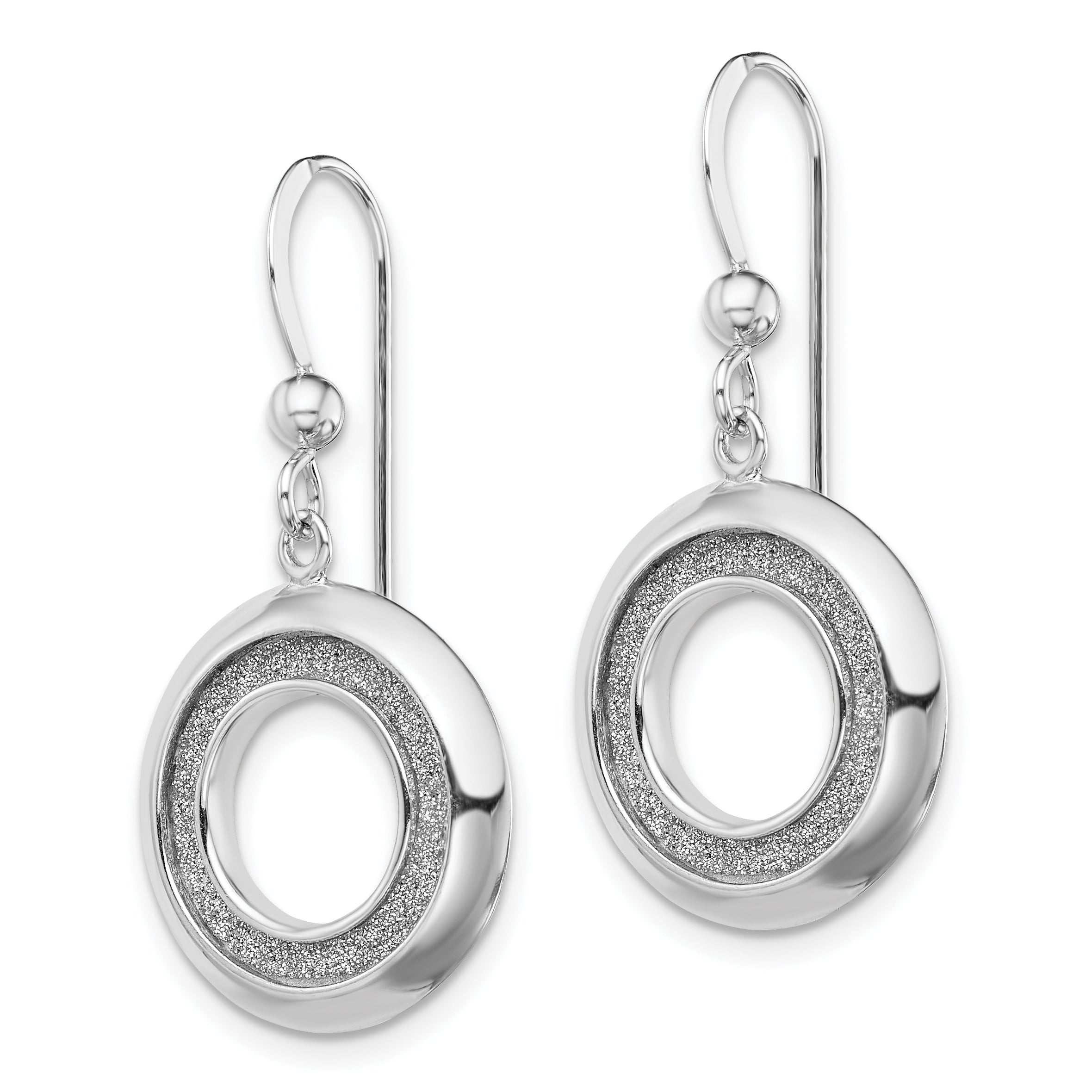 Sterling Silver Rhodium-plated Enamel Glitter Fabric Circle Dangle Earrings QE13282