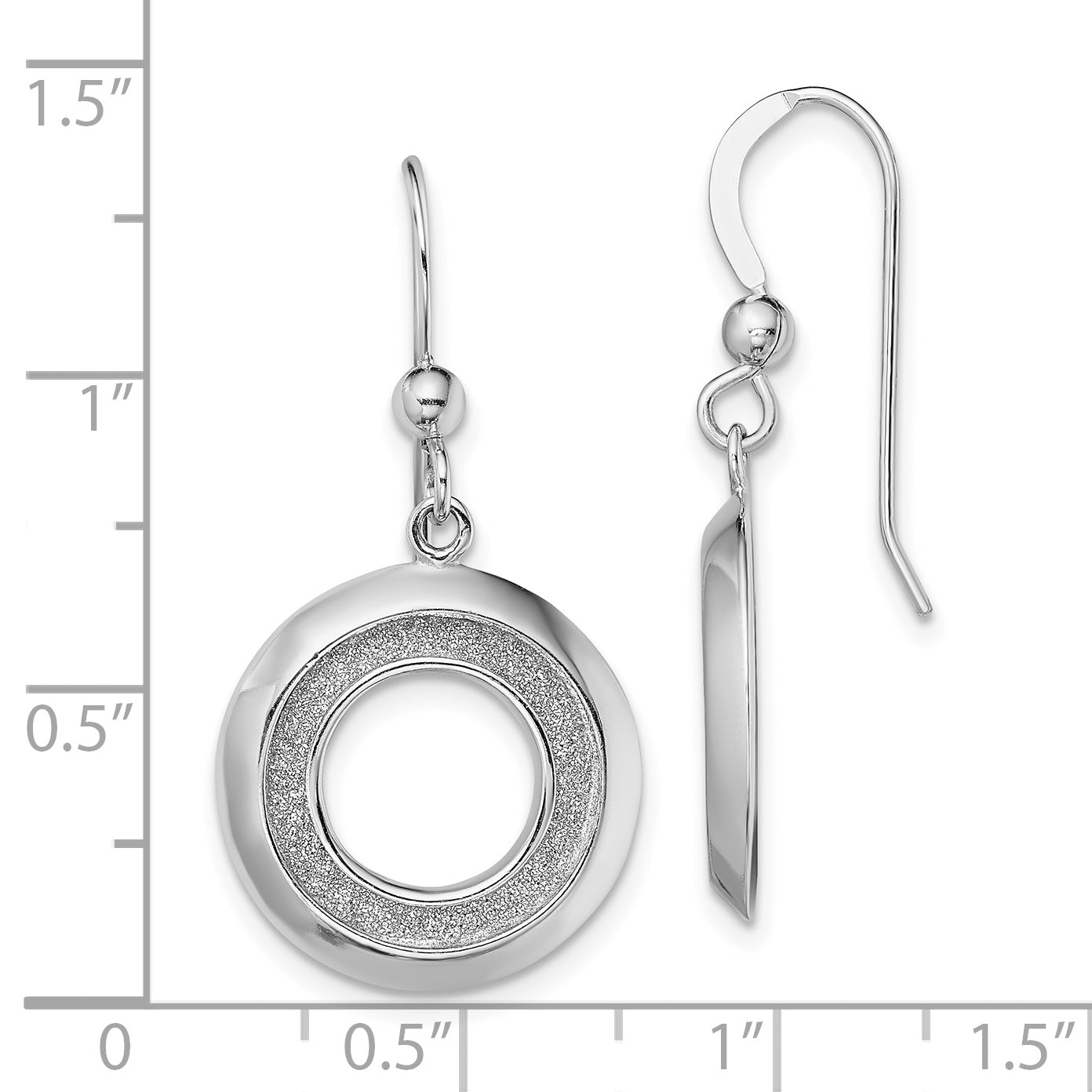 Sterling Silver Rhodium-plated Enamel Glitter Fabric Circle Dangle Earrings QE13282