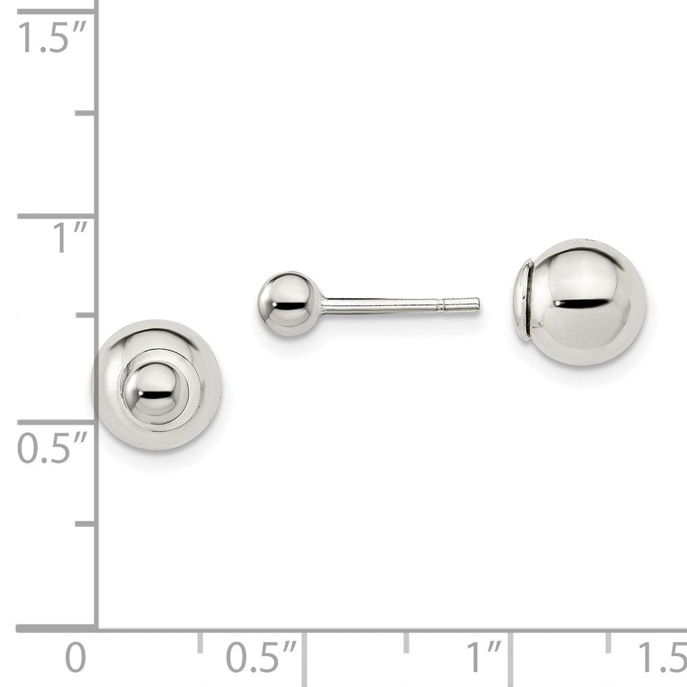 Sterling Silver Polished 4mm/8mm Ball Front Back Post Earrings