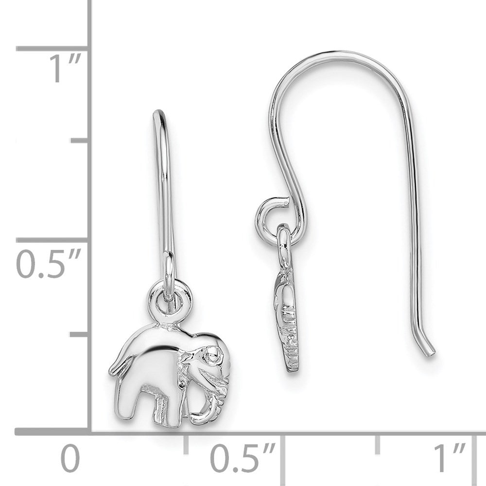 Sterling Silver Rhodium-plated Polished Elephant Dangle Earrings