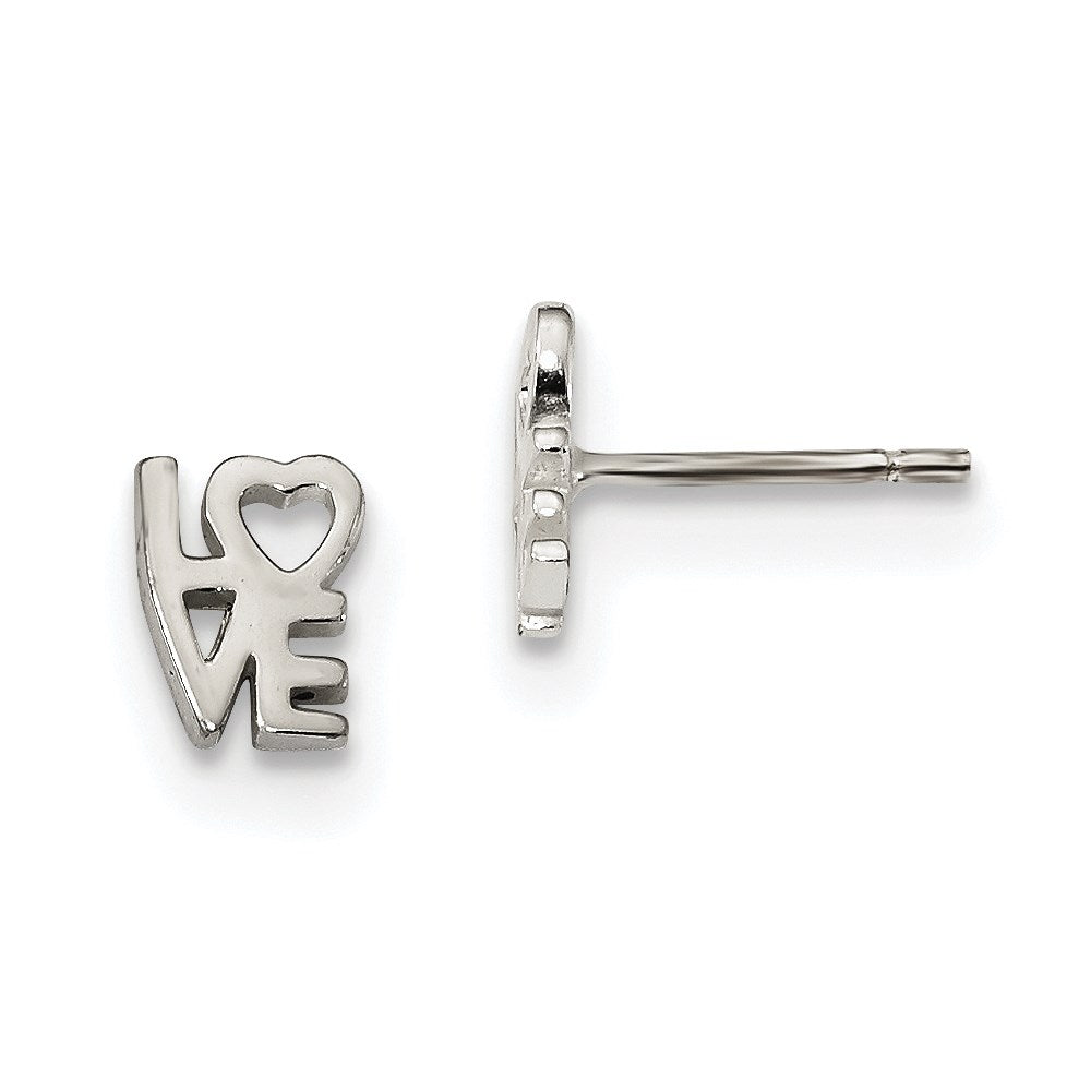 Sterling Silver Love Post Earrings