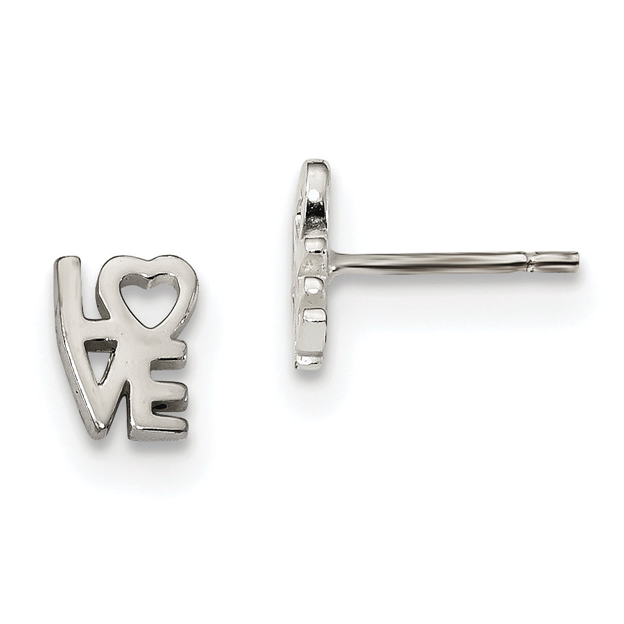 Sterling Silver Love Post Earrings QE13401