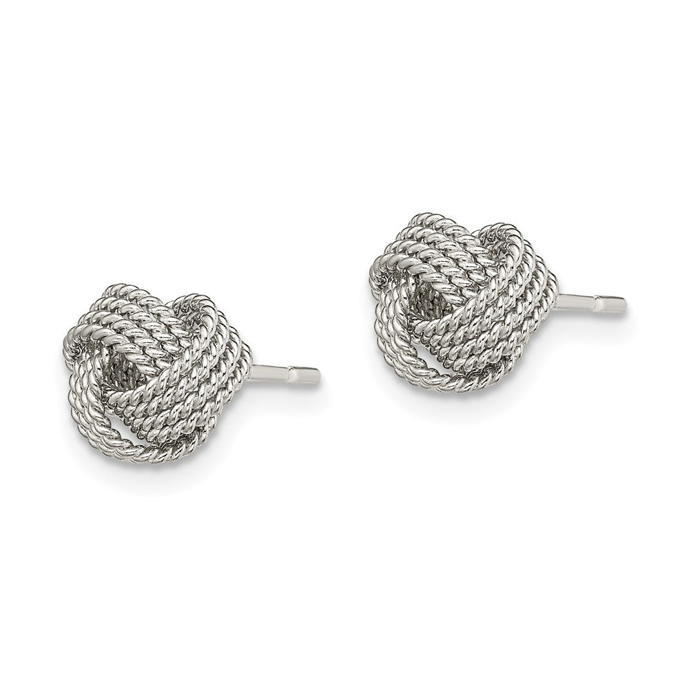 Sterling Silver Rhodium-plated Textured Love Knot Post Earrings