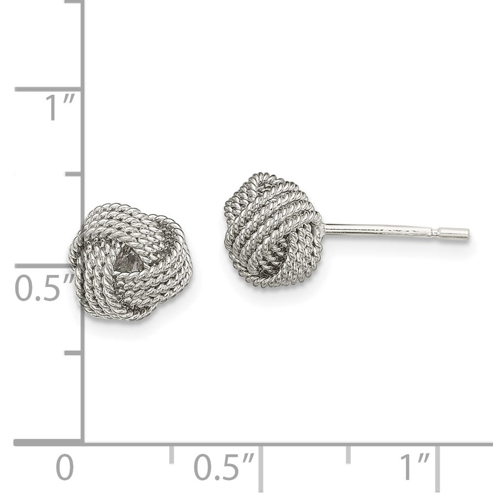 Sterling Silver Rhodium-plated Textured Love Knot Post Earrings