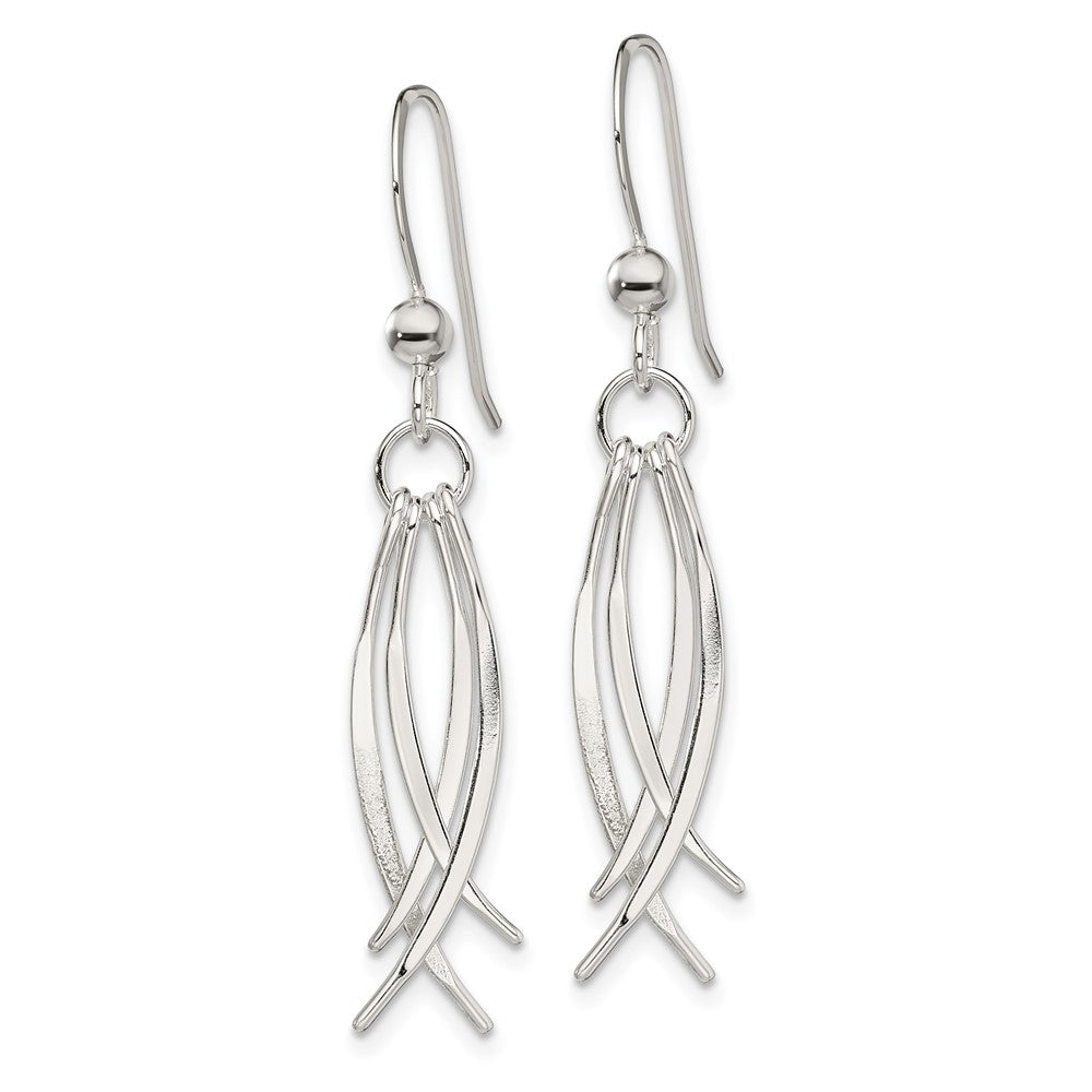 Sterling Silver Polished & Curved Design Dangle Earrings