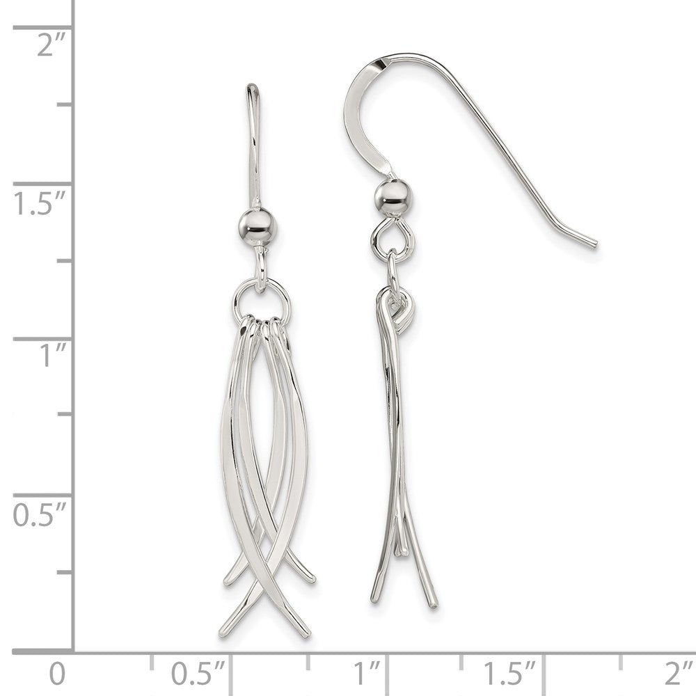 Sterling Silver Polished & Curved Design Dangle Earrings