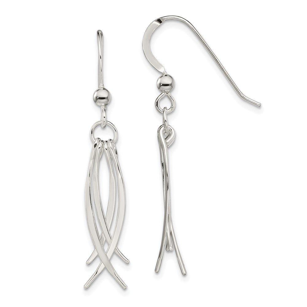 Sterling Silver Polished & Curved Design Dangle Earrings