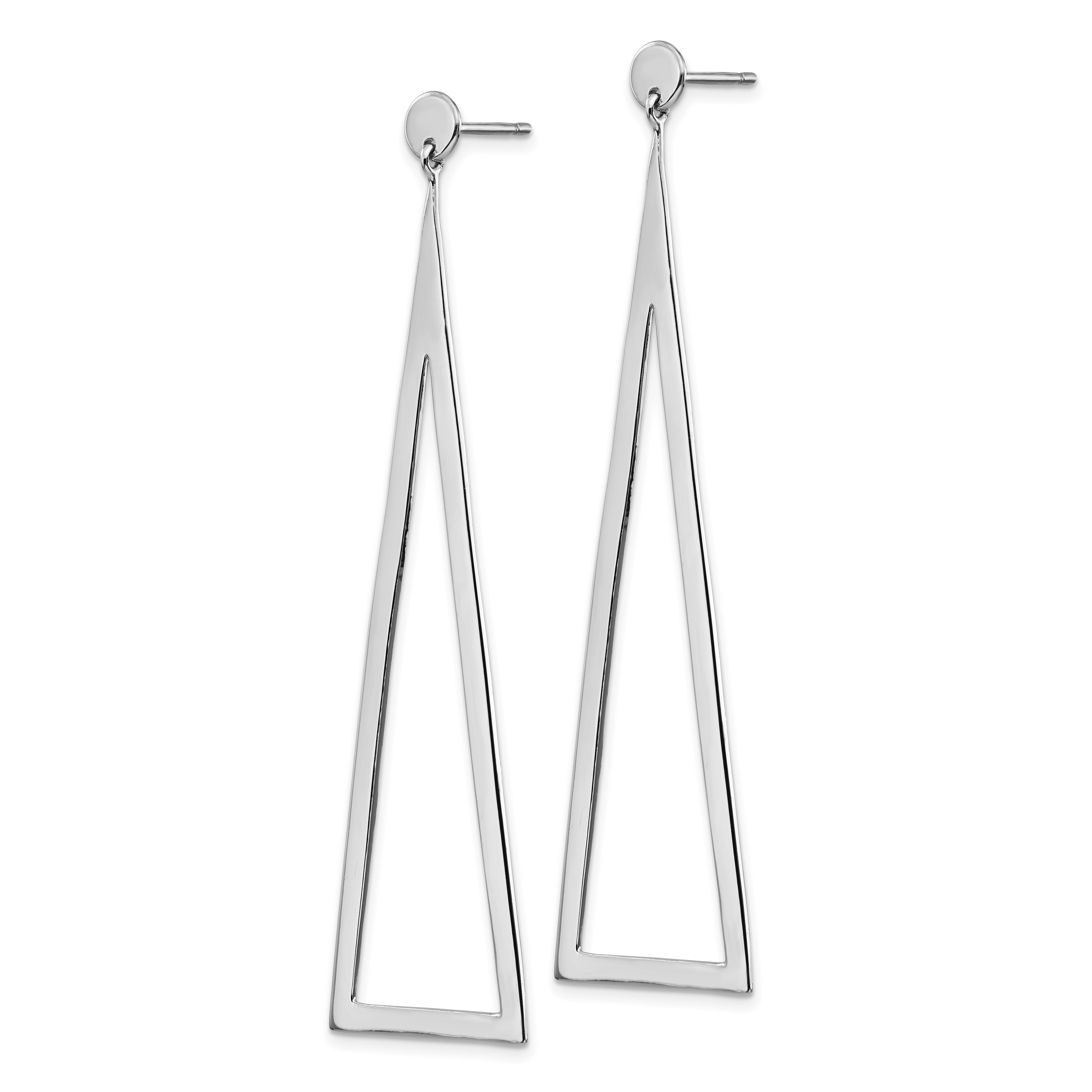 Sterling Silver Rhodium-plated Polished Triangle Dangle Earrings QE13623