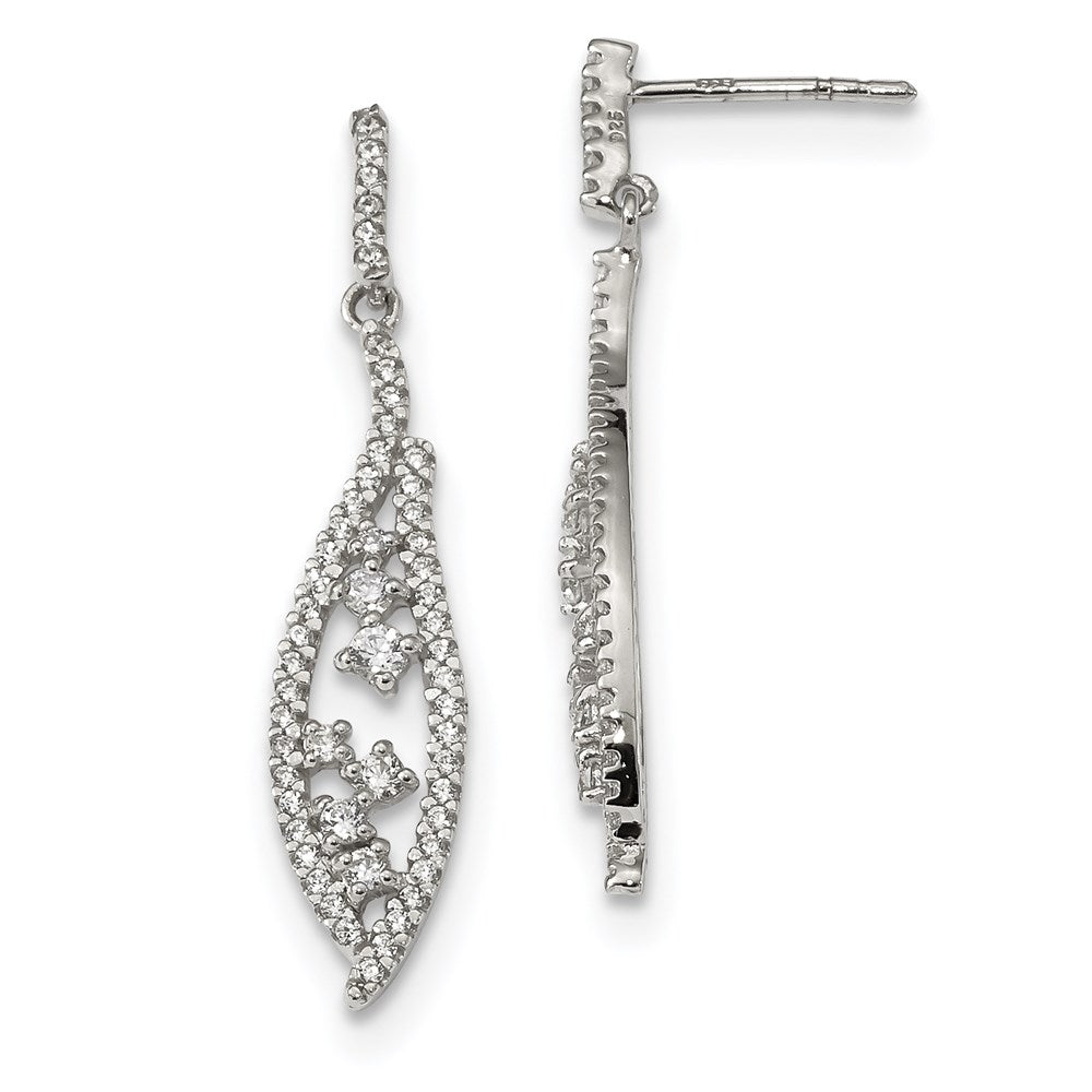 Sterling Silver CZ Dangle Post Earrings