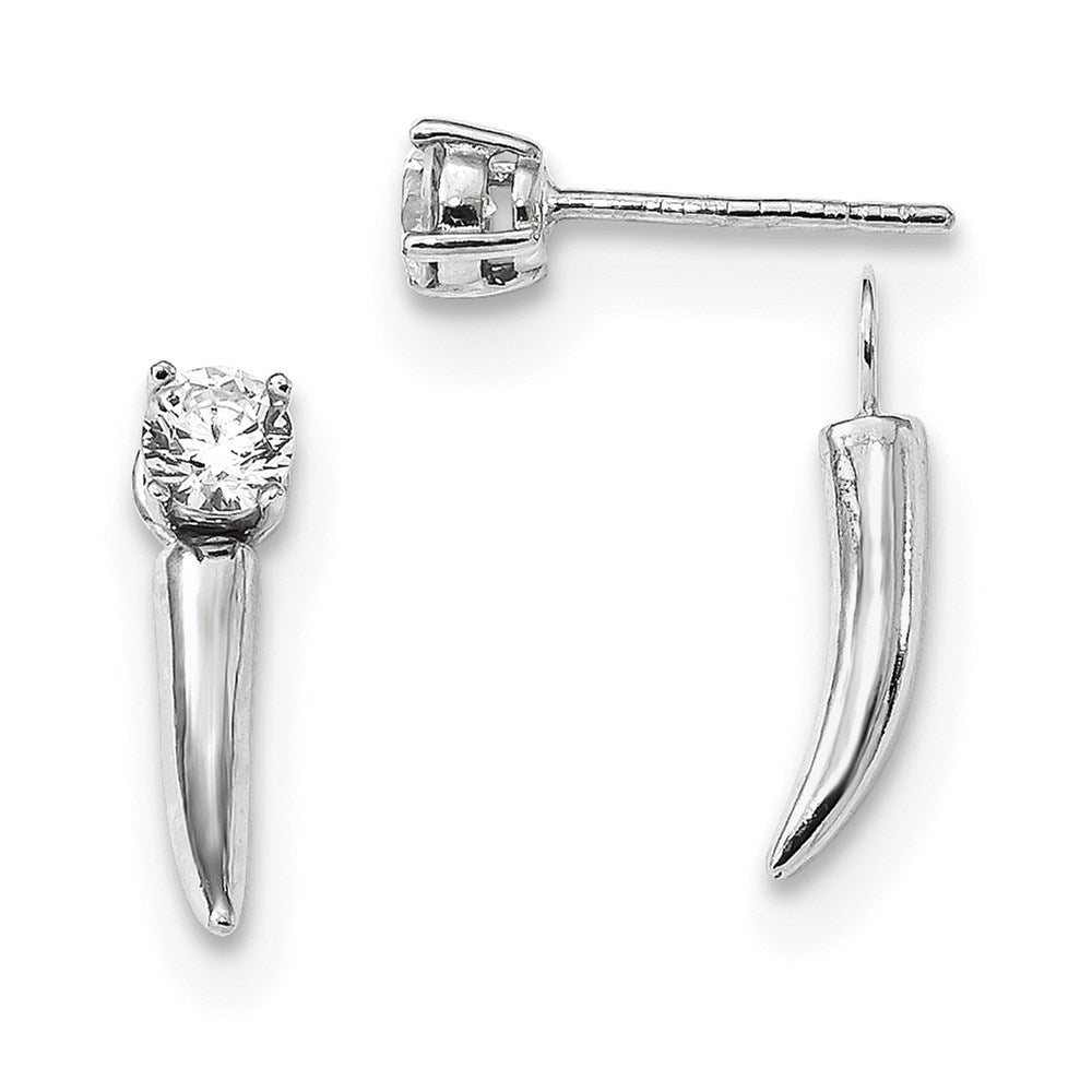 Sterling Silver Rhodium-plated CZ Removeable Front Back Post Earrings