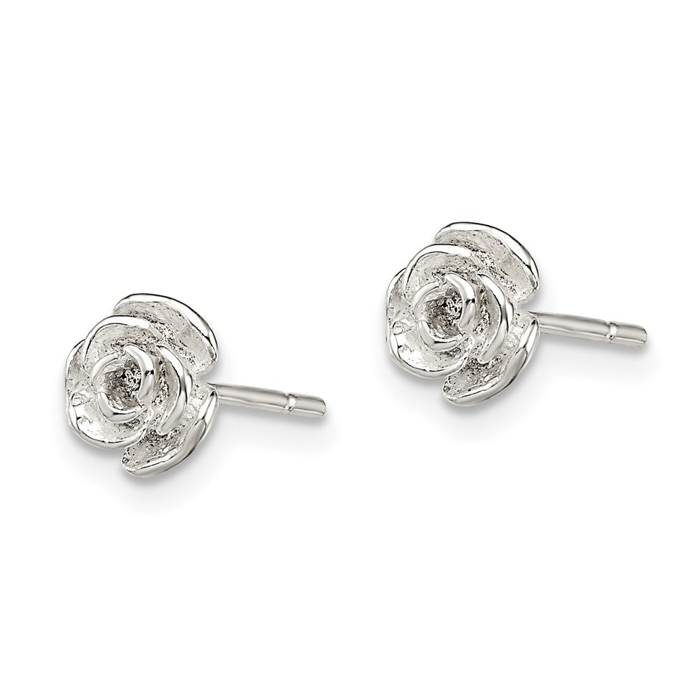 Sterling Silver Polished Rose Post Earrings