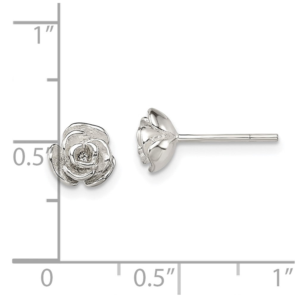 Sterling Silver Polished Rose Post Earrings