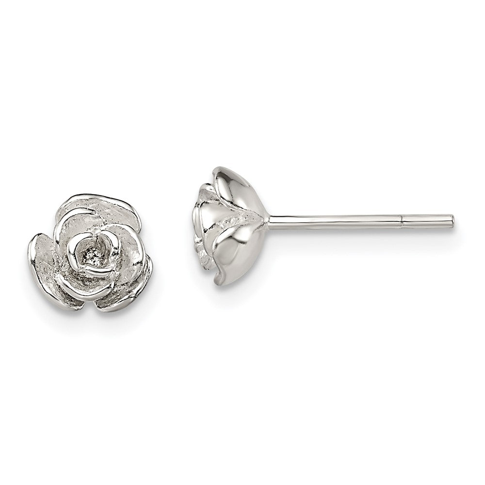 Sterling Silver Polished Rose Post Earrings