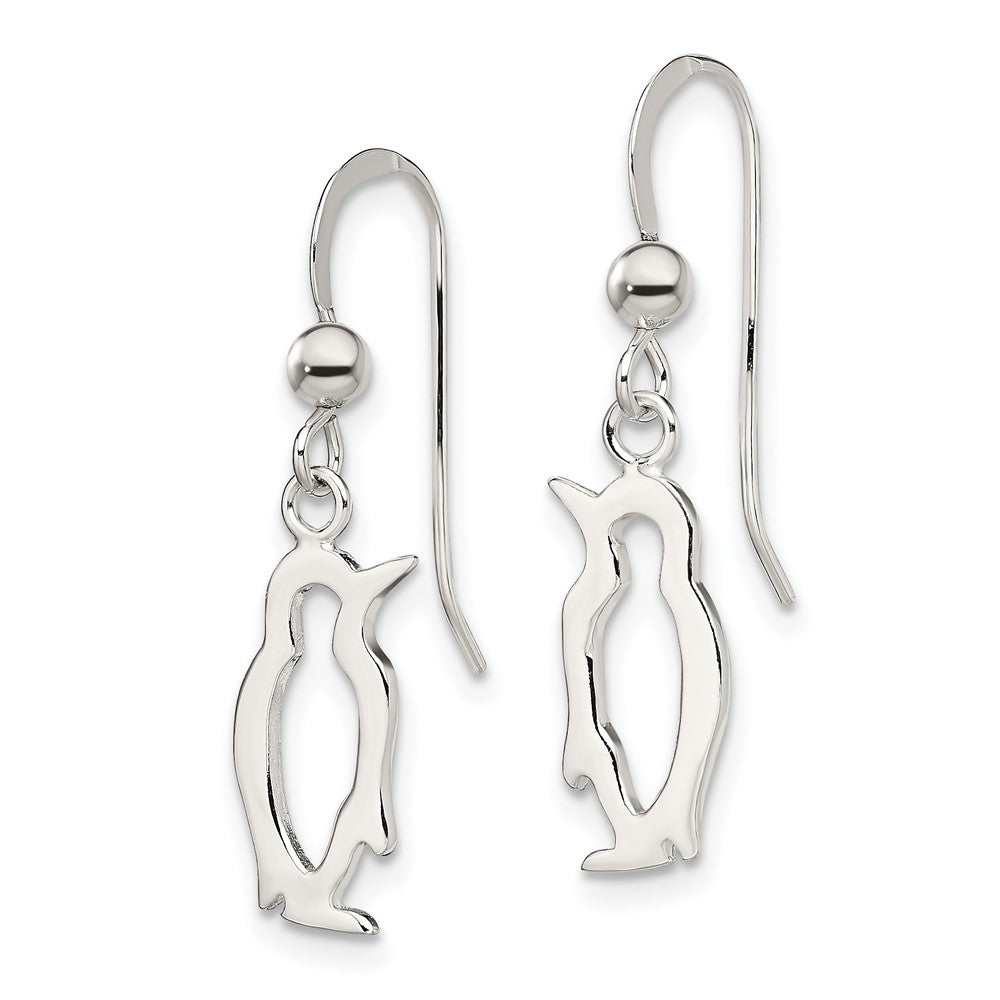 Sterling Silver Penguin Shepherd Hook Earrings