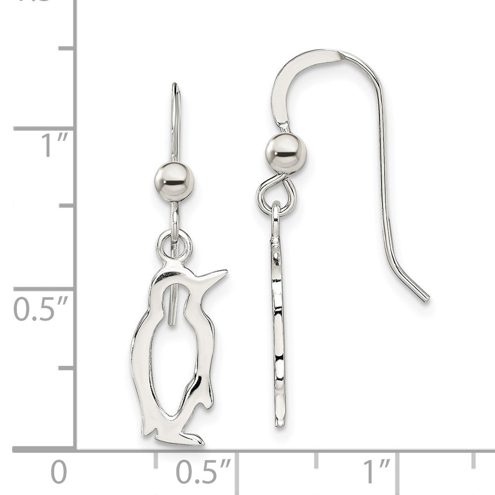 Sterling Silver Penguin Shepherd Hook Earrings