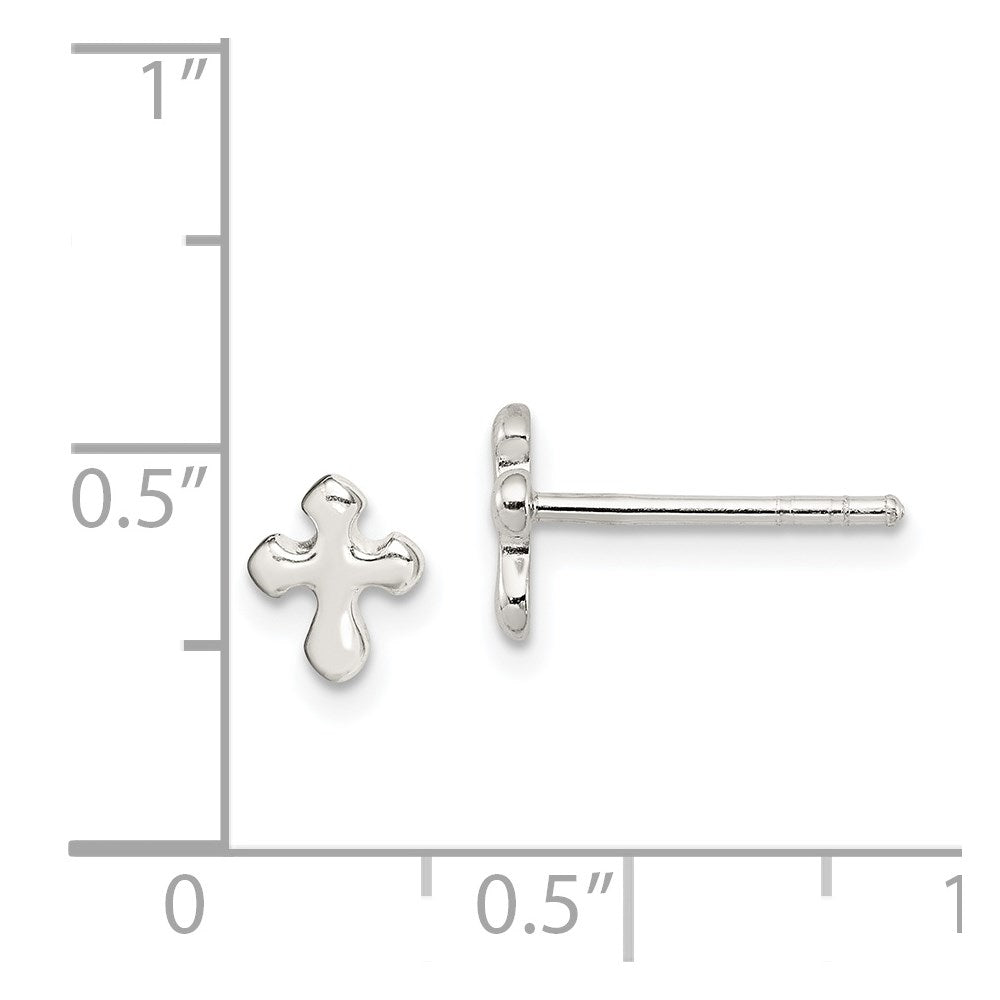 Sterling Silver Polished Cross Earrings