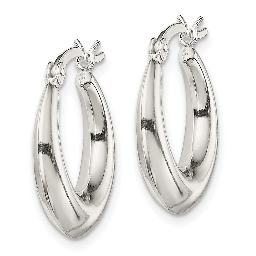 Sterling Silver Polished & Tapered Round Hoop Earrings