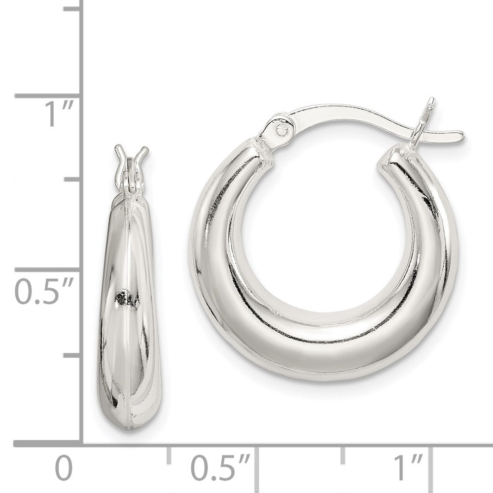 Sterling Silver Polished & Tapered Round Hoop Earrings