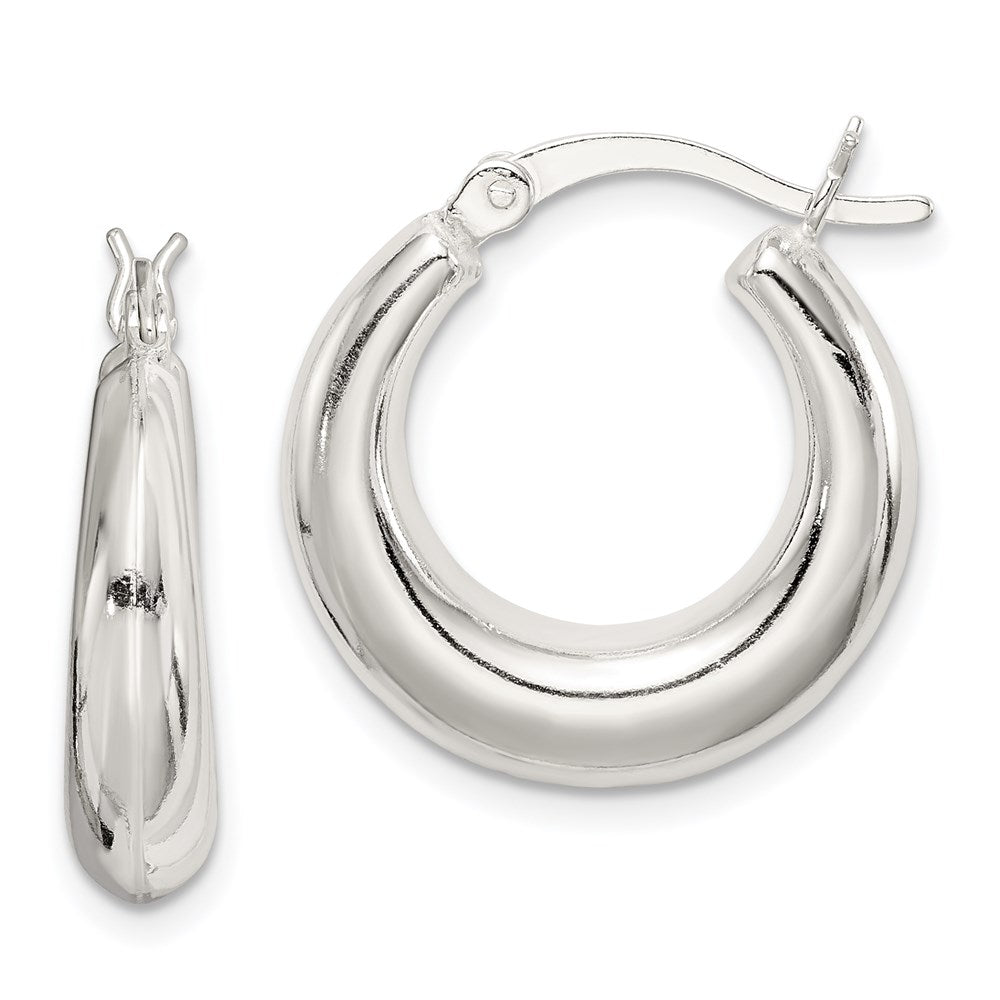 Sterling Silver Polished & Tapered Round Hoop Earrings