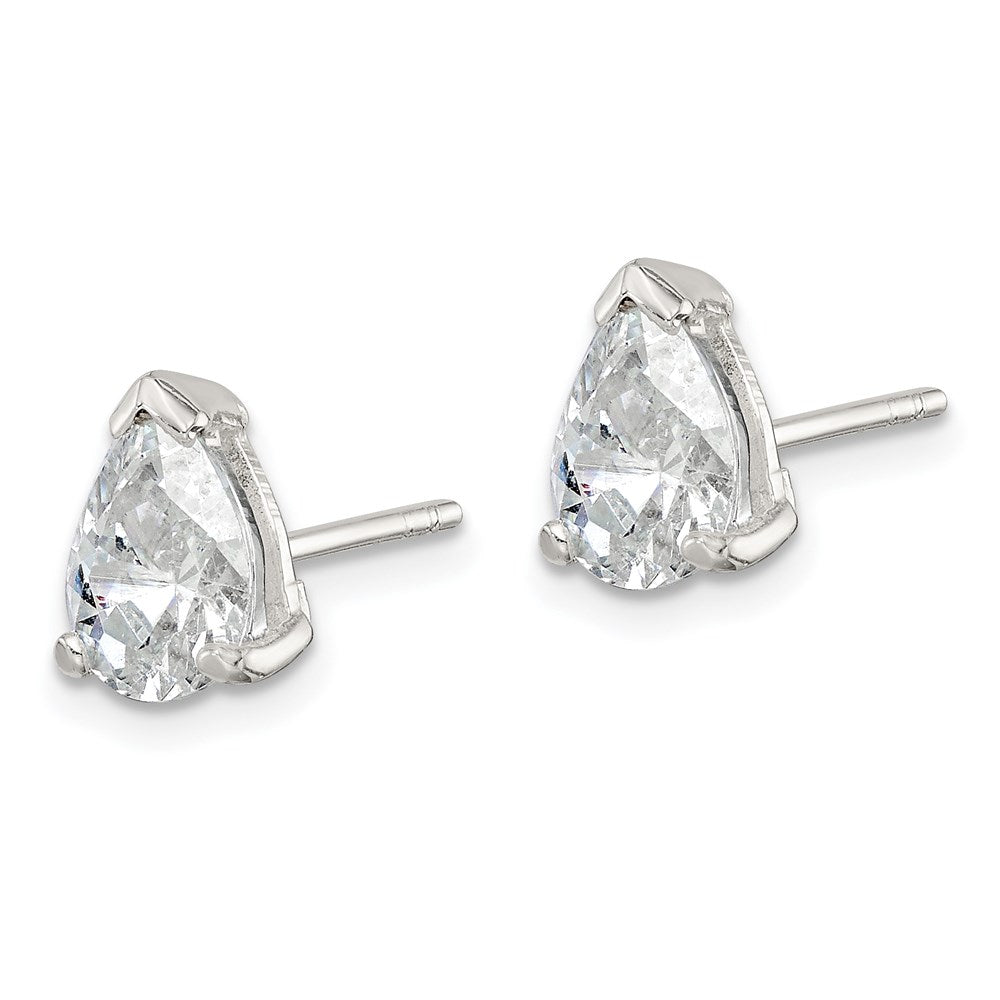 Sterling Silver Polished 5x7mm Pear Basket Set CZ Stud Earrings