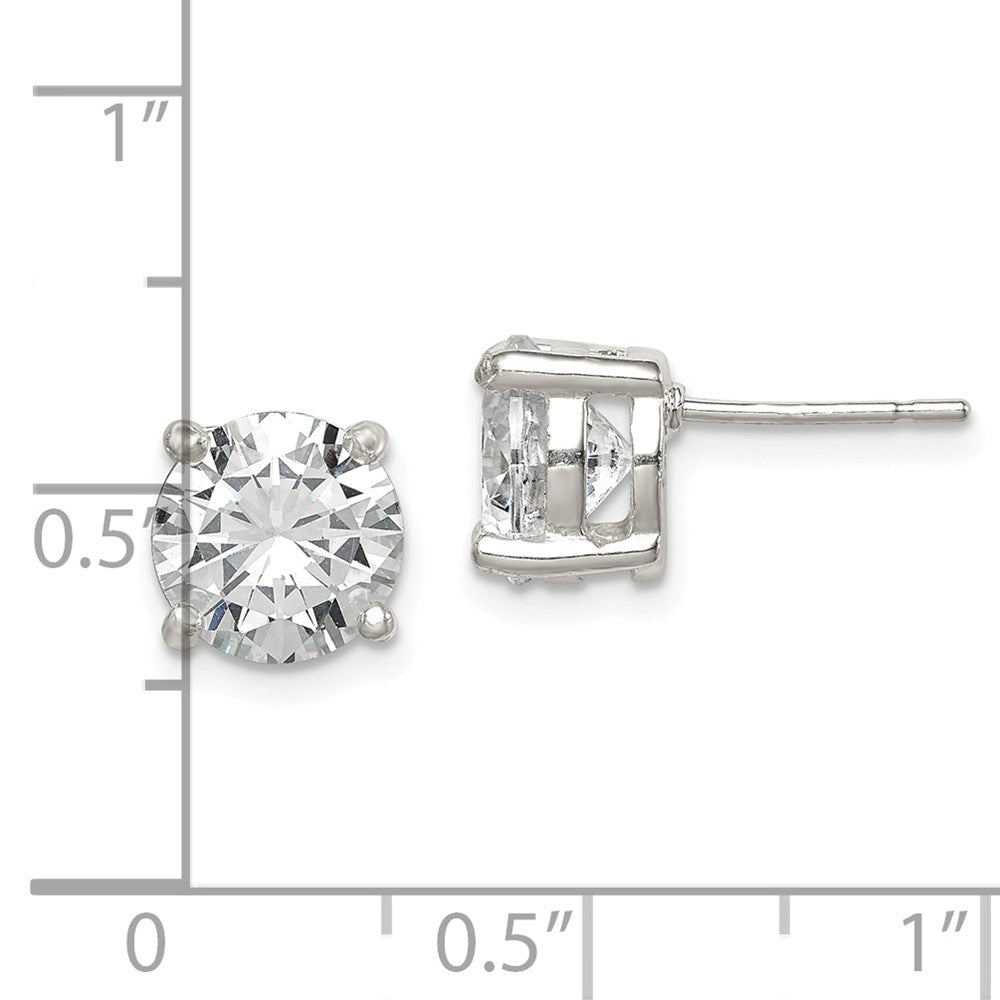 Sterling Silver Polished 8mm Round CZ Stud Earrings