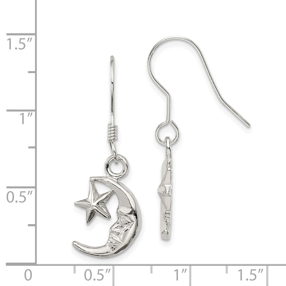 Sterling Silver Moon and Star Earrings