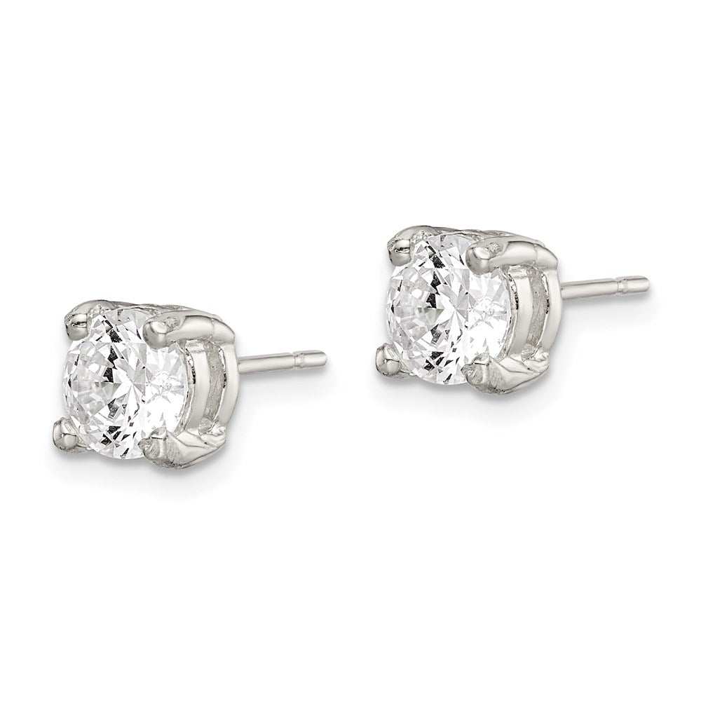 Sterling Silver Polished 6mm Round CZ Stud Earrings