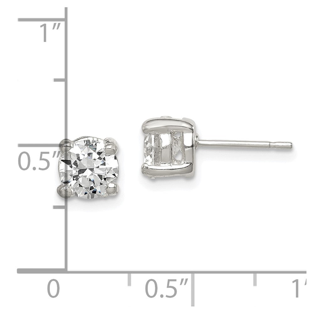 Sterling Silver Polished 6mm Round CZ Stud Earrings