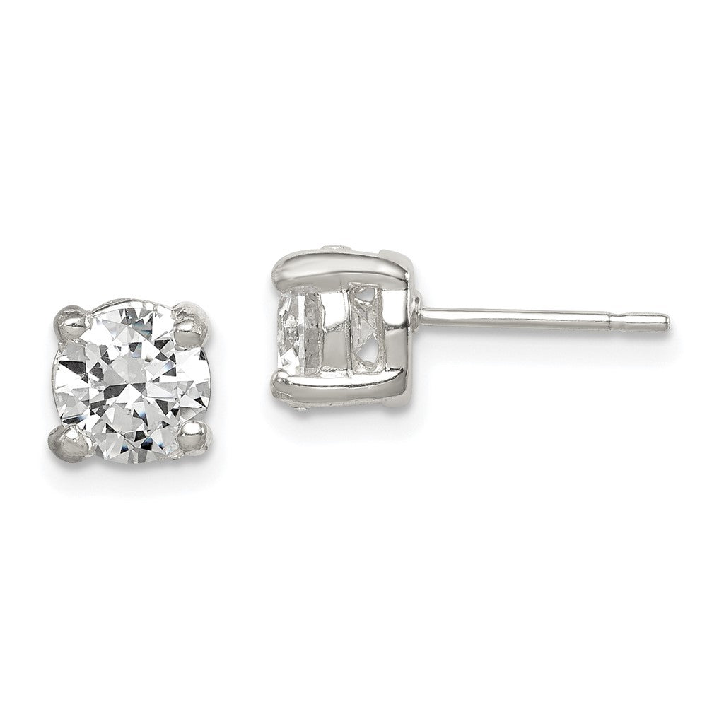 Sterling Silver Polished 6mm Round CZ Stud Earrings