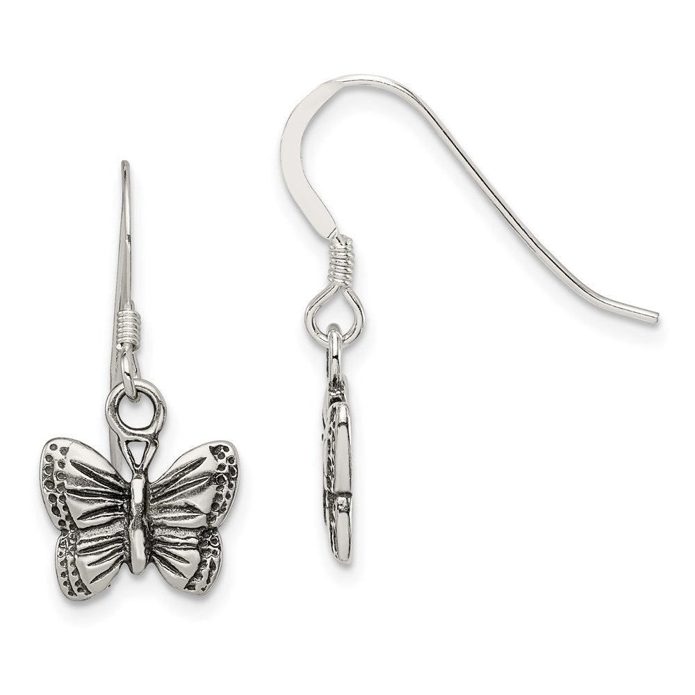 Sterling Silver Antiqued Butterfly Earrings