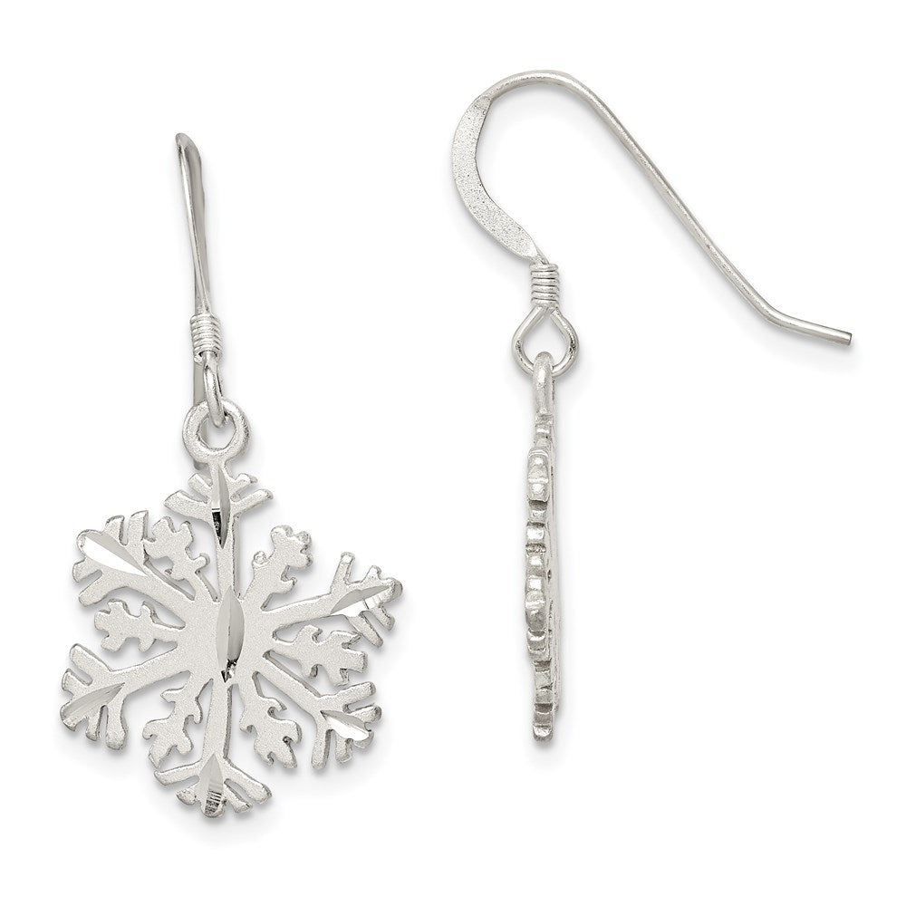 Sterling Silver Satin Snowflake Earrings