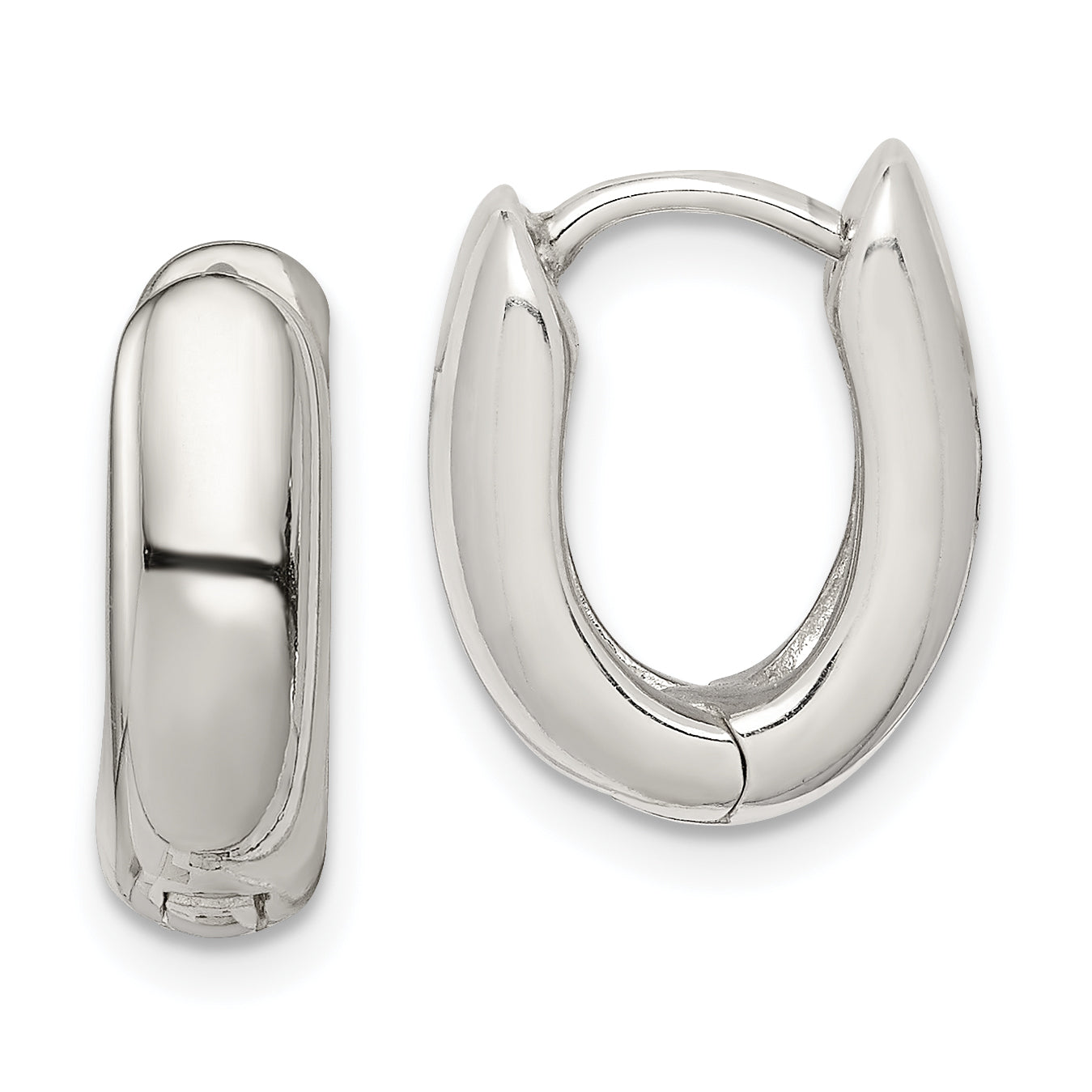 Sterling Silver Oval Hoop Earrings QE3450