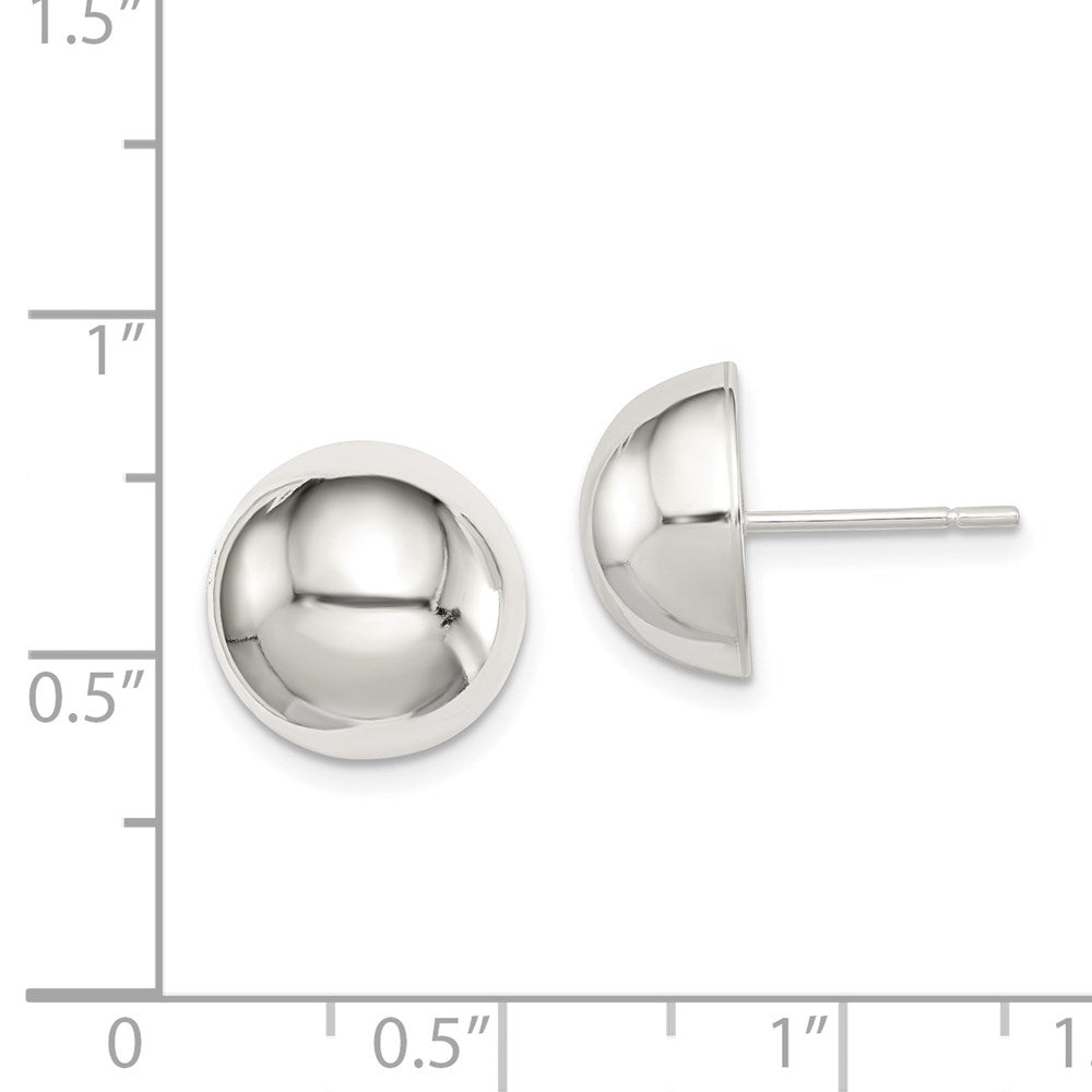 Sterling Silver Polished 12mm Button Earrings