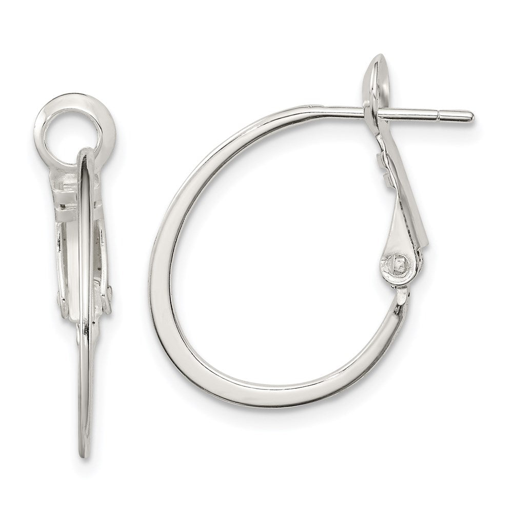 Sterling Silver Rhodium-plated 1.5mm Oval Omega Back Hoop Earrings