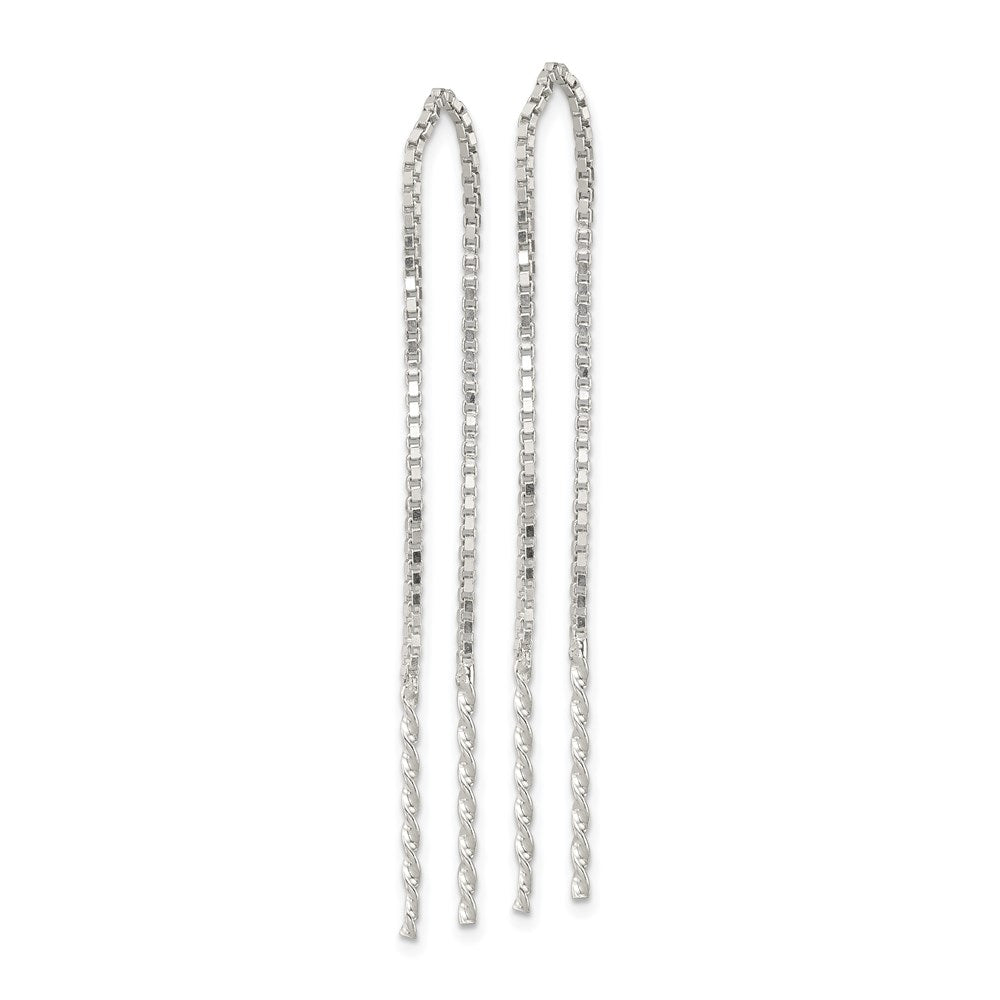 Sterling Silver Polished Twisted Spiral Bar Threader Earrings