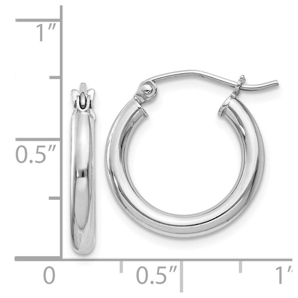 Sterling Silver Rhodium-plated 2.5mm Round Hoop Earrings