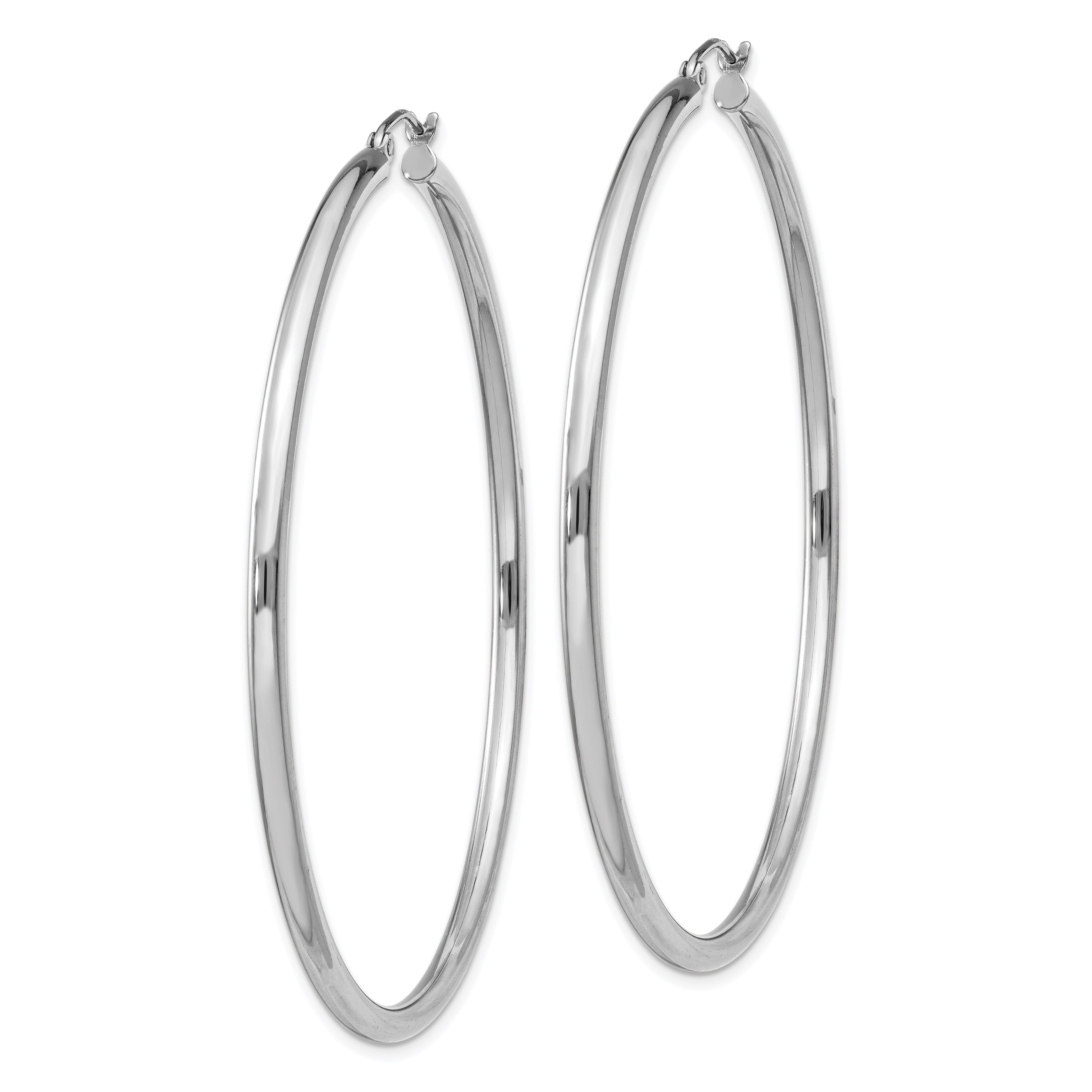 Sterling Silver Rhodium-plated 2.5mm Round Hoop Earrings QE4392