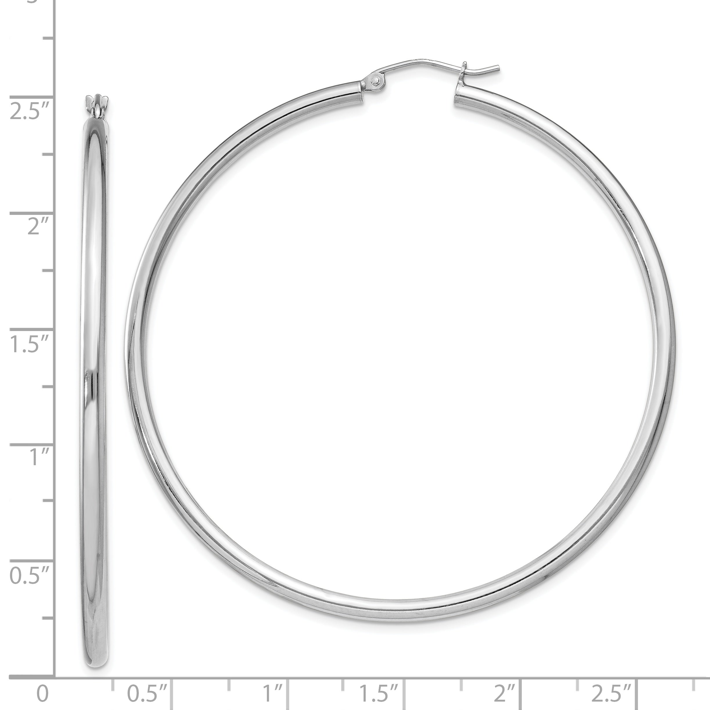 Sterling Silver Rhodium-plated 2.5mm Round Hoop Earrings QE4392