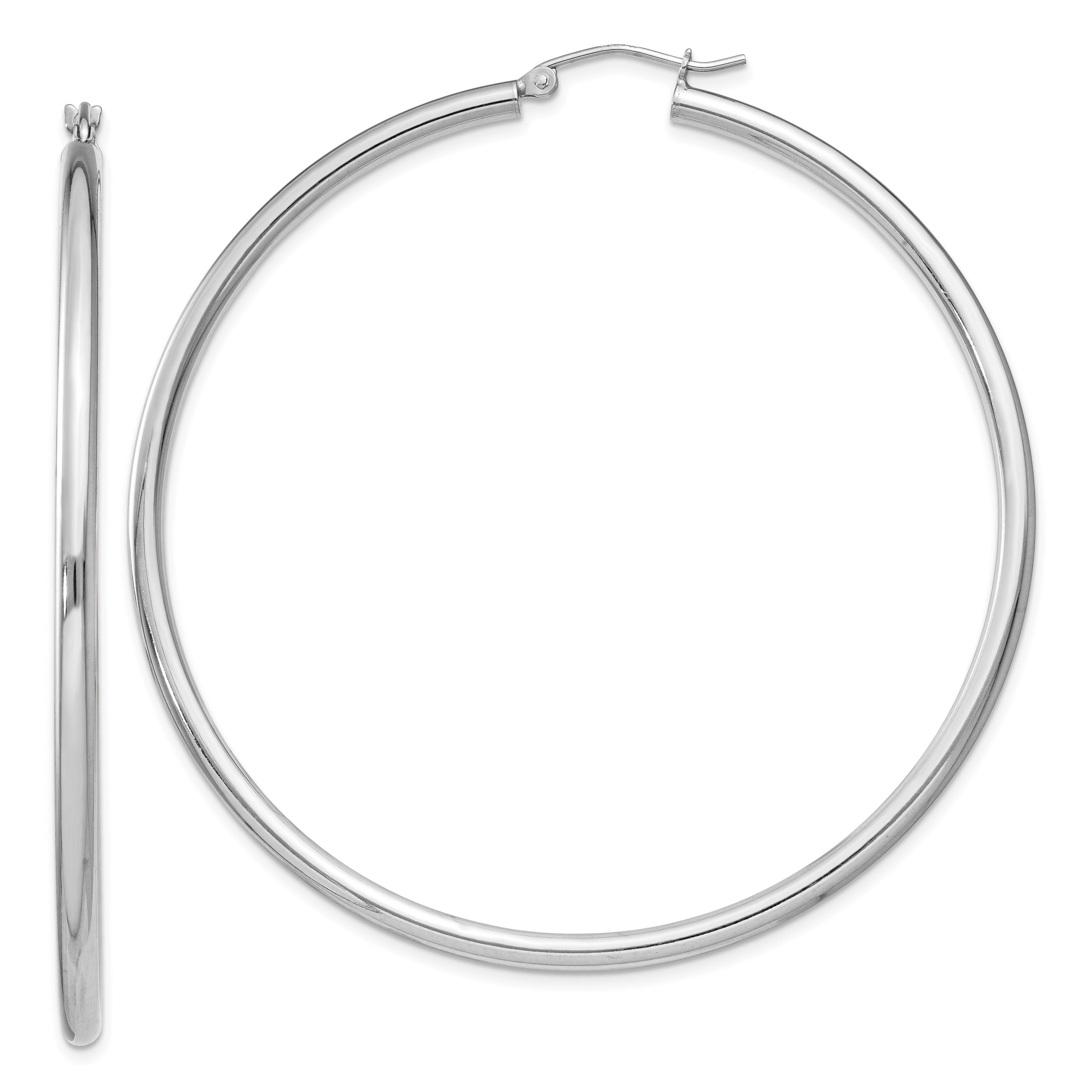 Sterling Silver Rhodium-plated 2.5mm Round Hoop Earrings QE4392