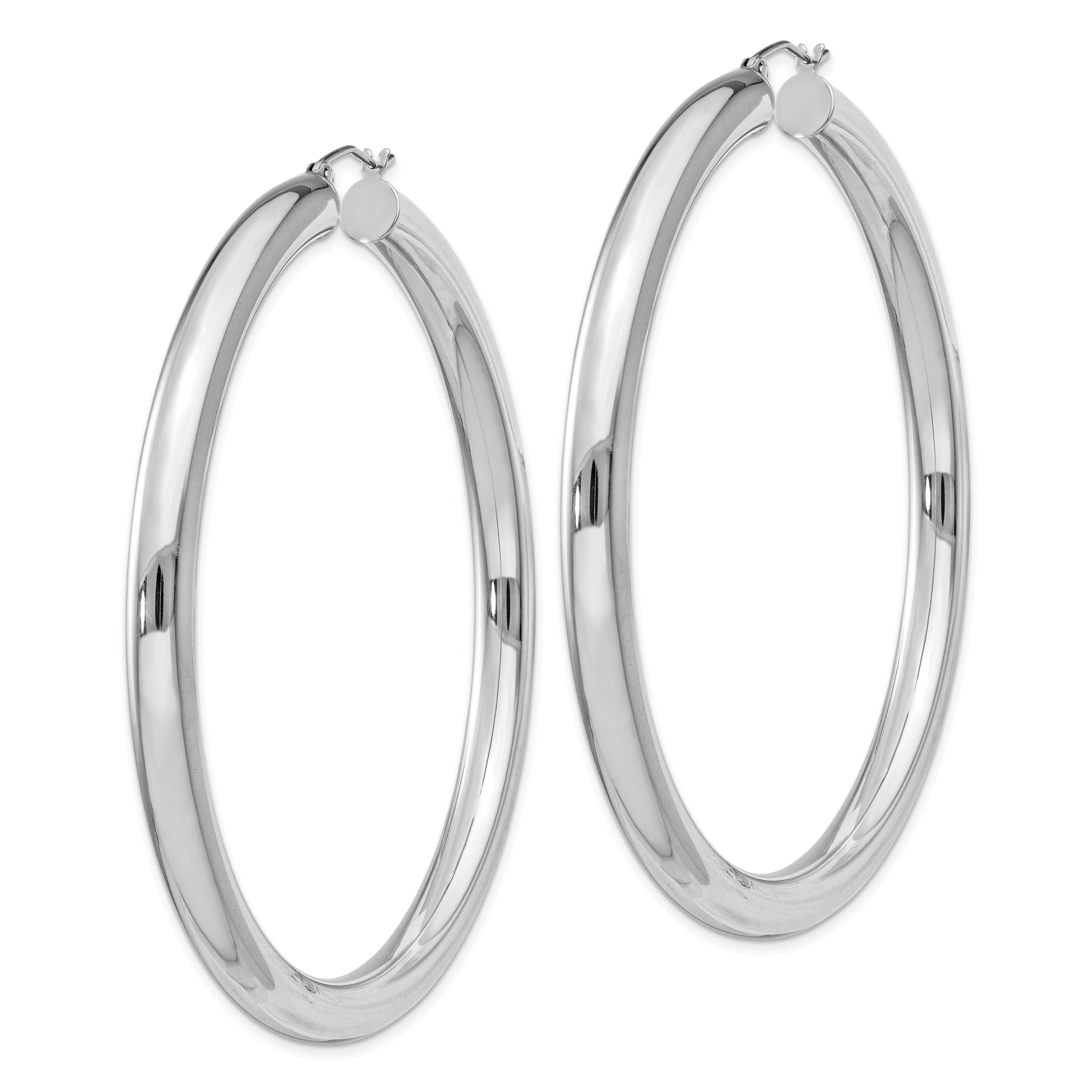 Sterling Silver Rhodium-plated 5mm Polished Hoop Earrings QE4411