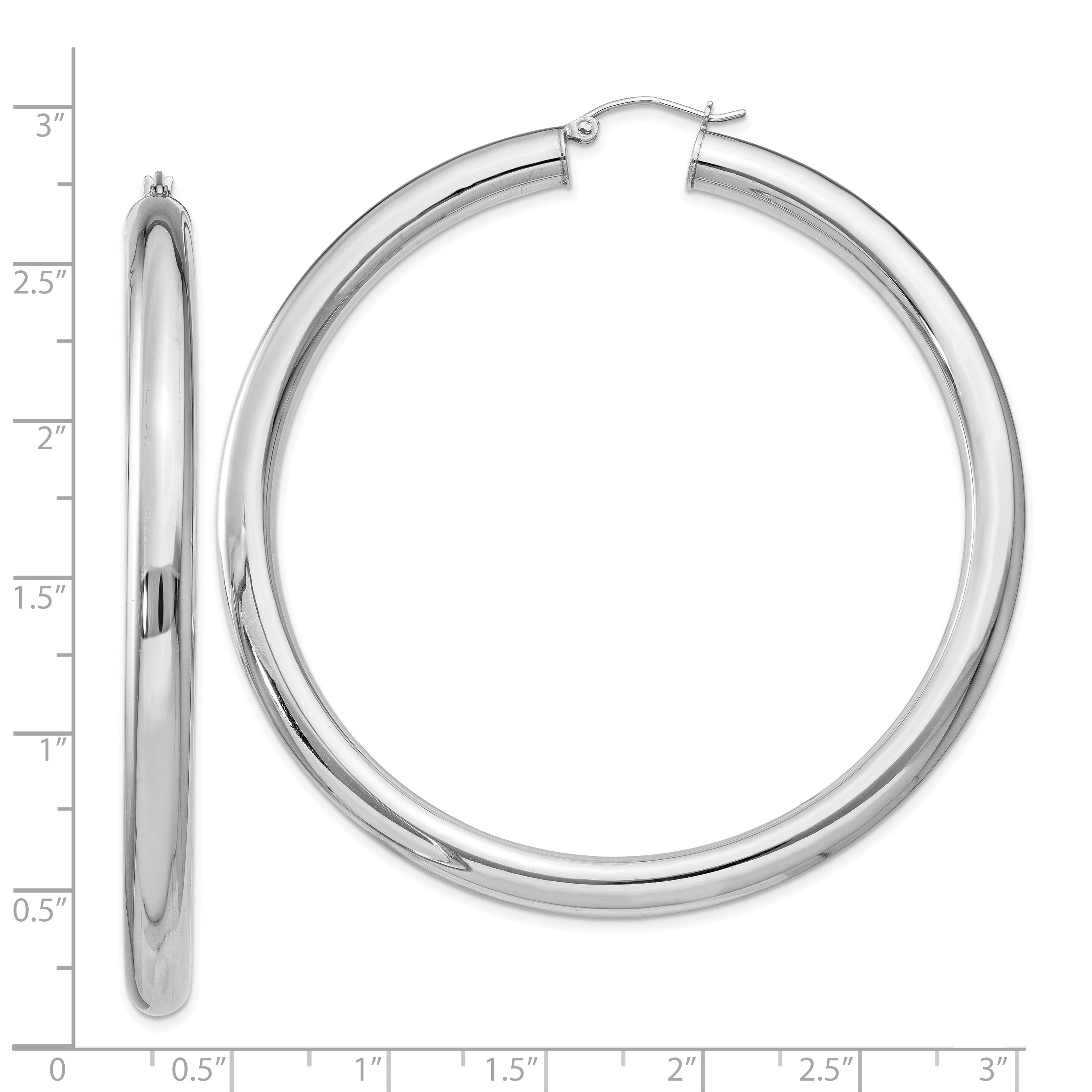 Sterling Silver Rhodium-plated 5mm Polished Hoop Earrings QE4411