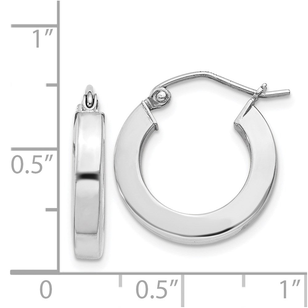 Sterling Silver Rhodium-plated 3x17mm Square Tube Hoop Earrings